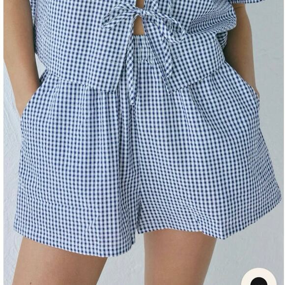 VRG GRL the sea and I shorts in navy gingham boxer style shorts size 6 - Picture 1 of 7